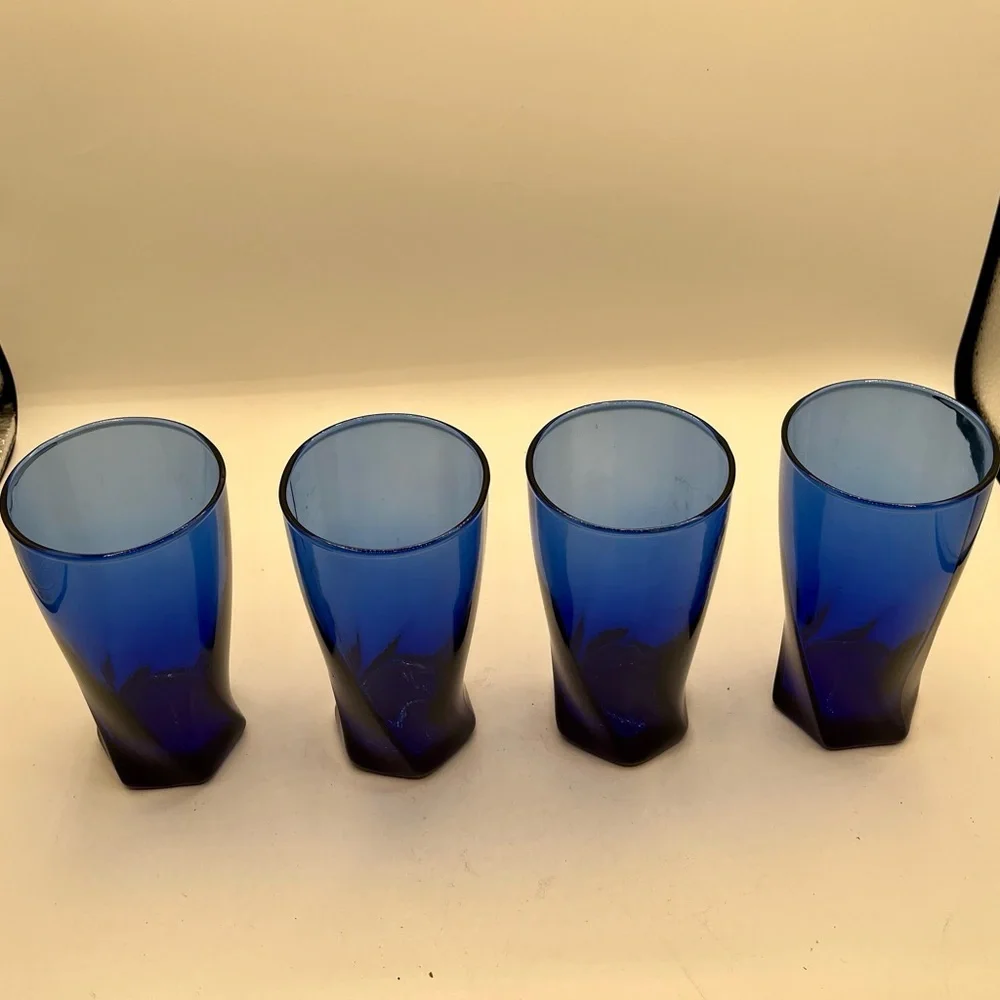 Blue Modern Tumbler Glasses - Set of 4
